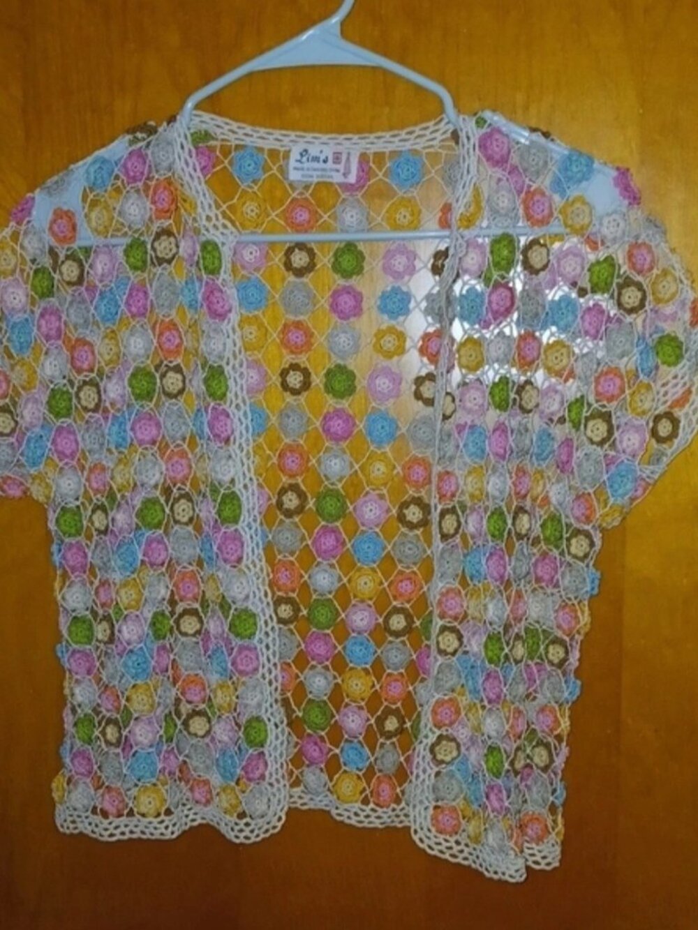 Vintage LIM's Pastel Crochet Open Cardigan